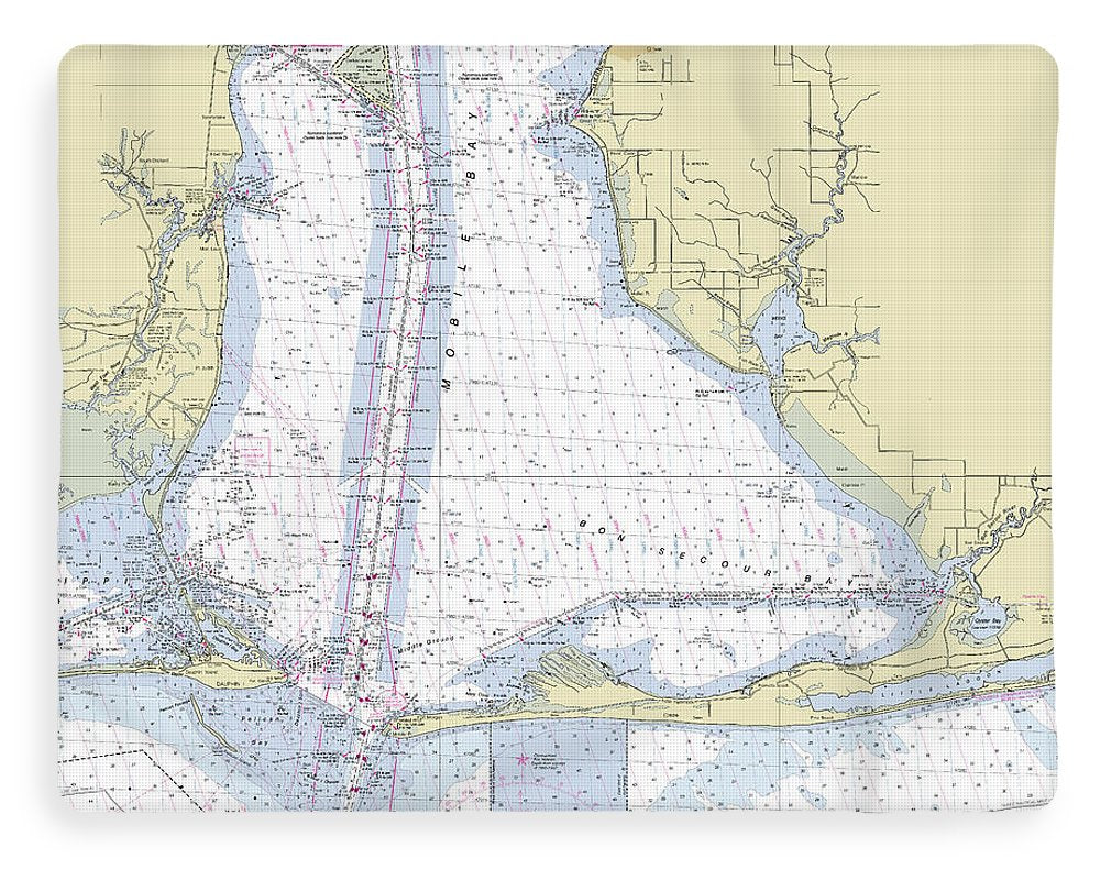 Mobile Alabama Lower Bay Nautical Chart - Blanket