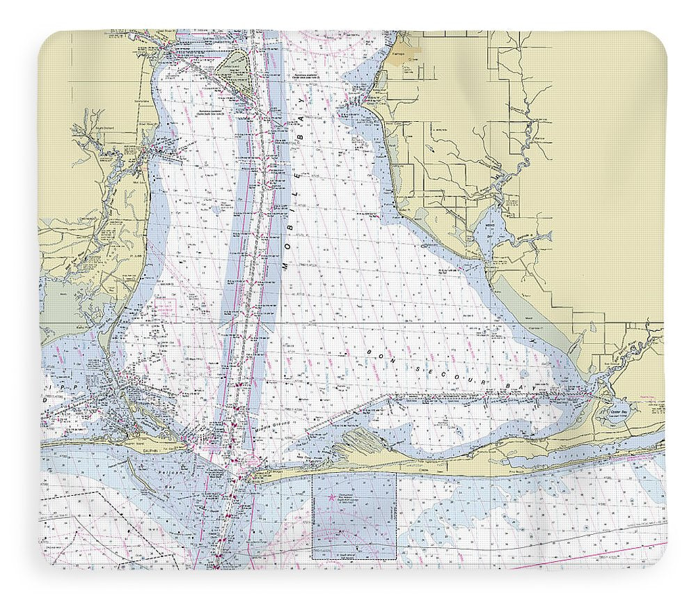 Mobile Alabama Lower Bay Nautical Chart - Blanket