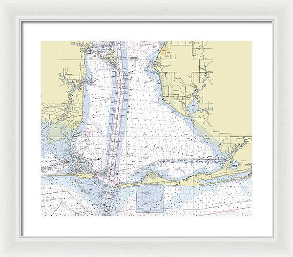 Mobile Alabama Lower Bay Nautical Chart - Framed Print