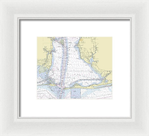 Mobile Alabama Lower Bay Nautical Chart - Framed Print