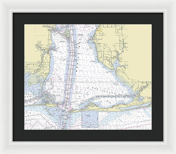 Mobile Alabama Lower Bay Nautical Chart - Framed Print