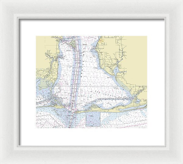 Mobile Alabama Lower Bay Nautical Chart - Framed Print