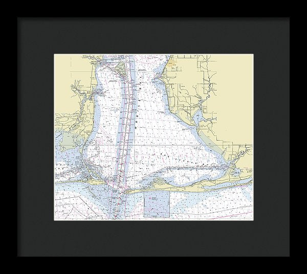 Mobile Alabama Lower Bay Nautical Chart - Framed Print