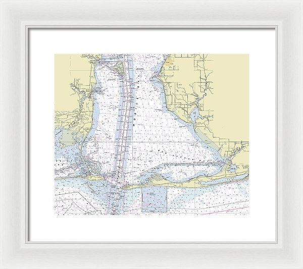 Mobile Alabama Lower Bay Nautical Chart - Framed Print