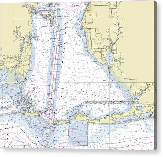 Mobile Alabama Lower Bay Nautical Chart  Acrylic Print