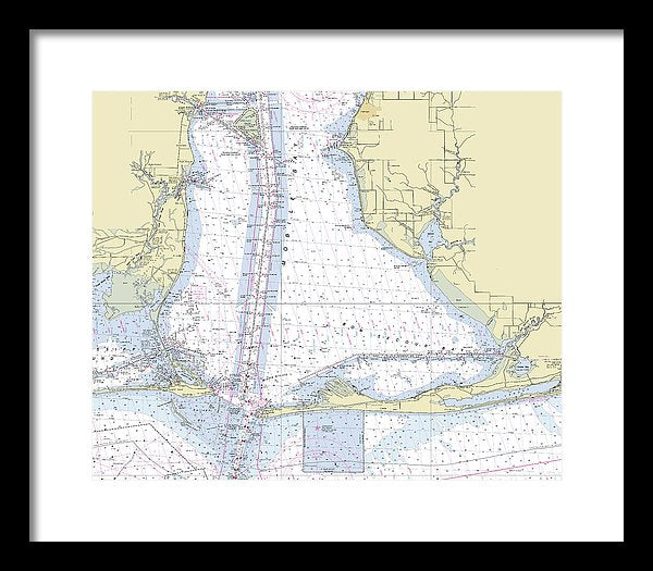 Mobile Alabama Lower Bay Nautical Chart - Framed Print