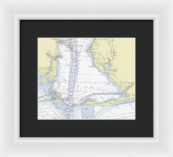 Mobile Alabama Lower Bay Nautical Chart - Framed Print