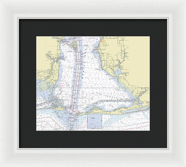 Mobile Alabama Lower Bay Nautical Chart - Framed Print