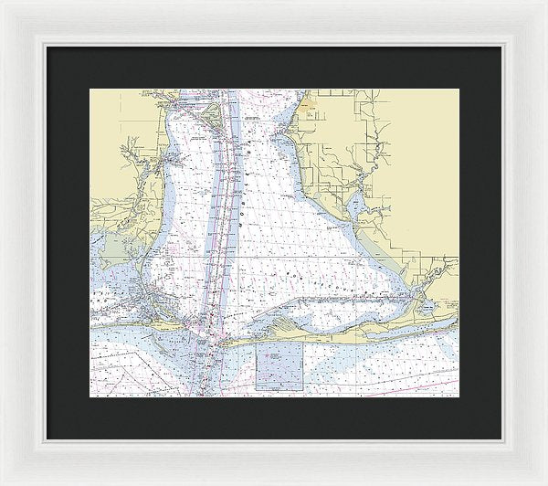 Mobile Alabama Lower Bay Nautical Chart - Framed Print