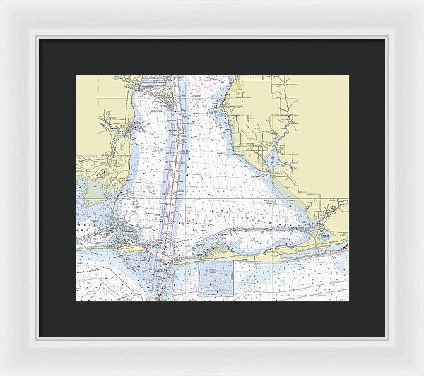 Mobile Alabama Lower Bay Nautical Chart - Framed Print