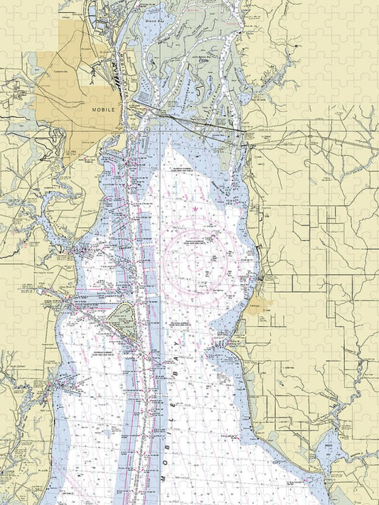 Mobile Alabama Upper Bay Nautical Chart Puzzle