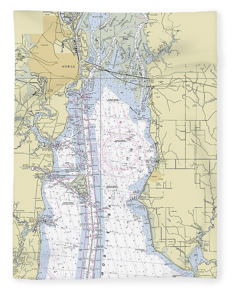 Mobile Alabama Upper Bay Nautical Chart - Blanket