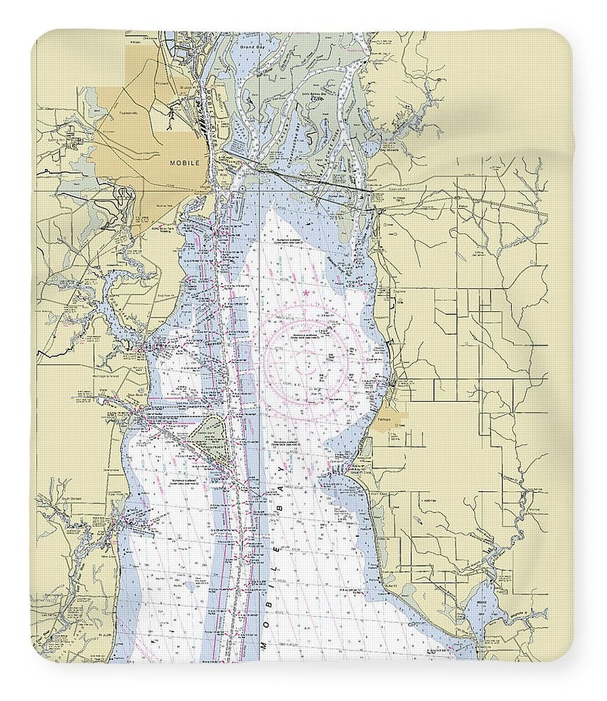 Mobile Alabama Upper Bay Nautical Chart - Blanket