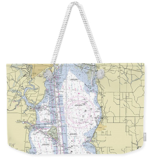 Mobile Alabama Upper Bay Nautical Chart - Weekender Tote Bag
