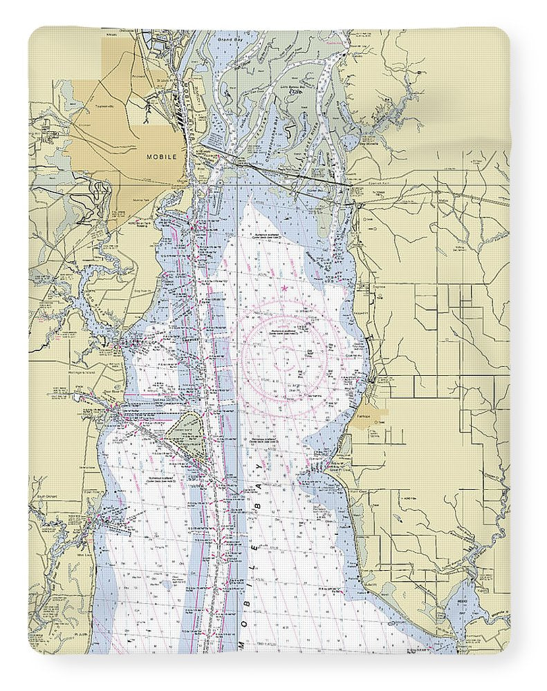 Mobile Alabama Upper Bay Nautical Chart - Blanket