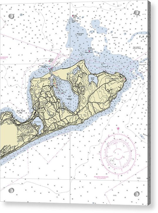 Montauk New York Nautical Chart - Acrylic Print – 6.750" x 8.000" – Acrylic Nautical Chart Print by SeaKoast.