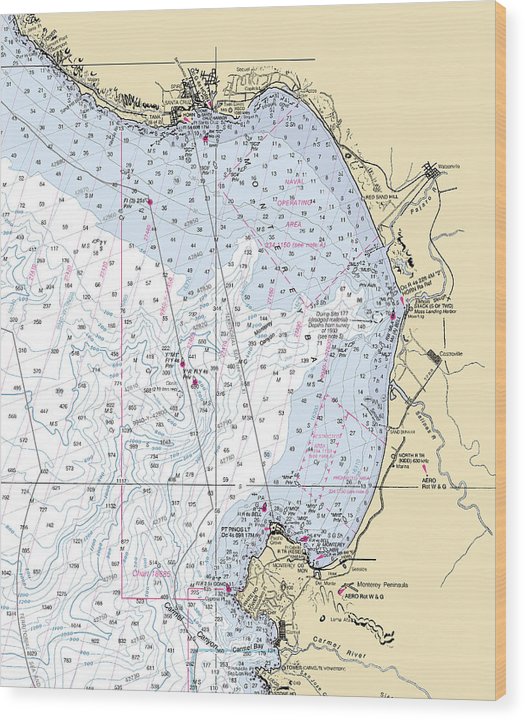 Monterey-Bay -California Nautical Chart _V6 Wood Print