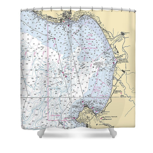 Monterey Bay  California Nautical Chart _V6 Shower Curtain