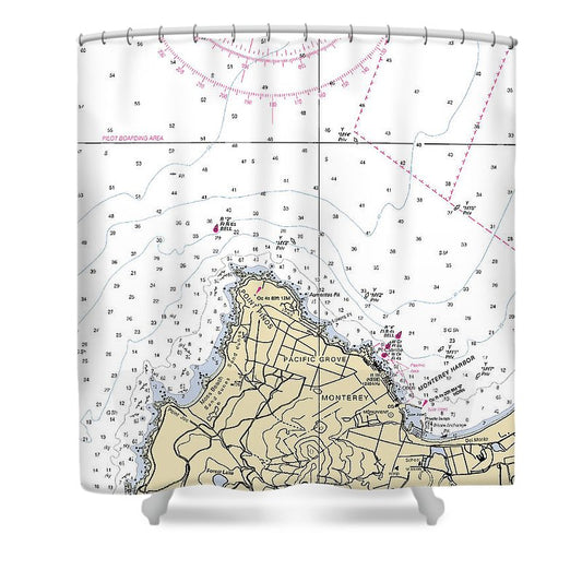 Monterey California Nautical Chart Shower Curtain