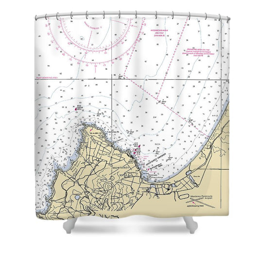 Monterey Harbor  California Nautical Chart _V2 Shower Curtain