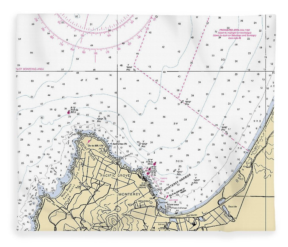 Monterey Harbor  California Nautical Chart _V2 Blanket