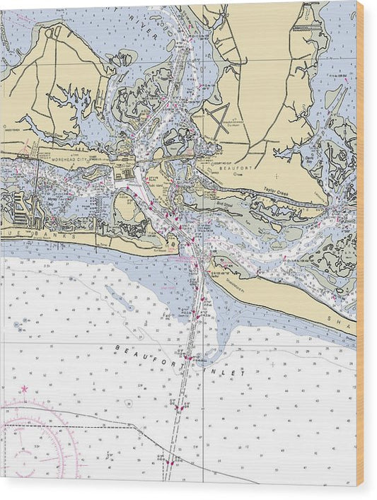 Morehead City-North Carolina Nautical Chart Wood Print