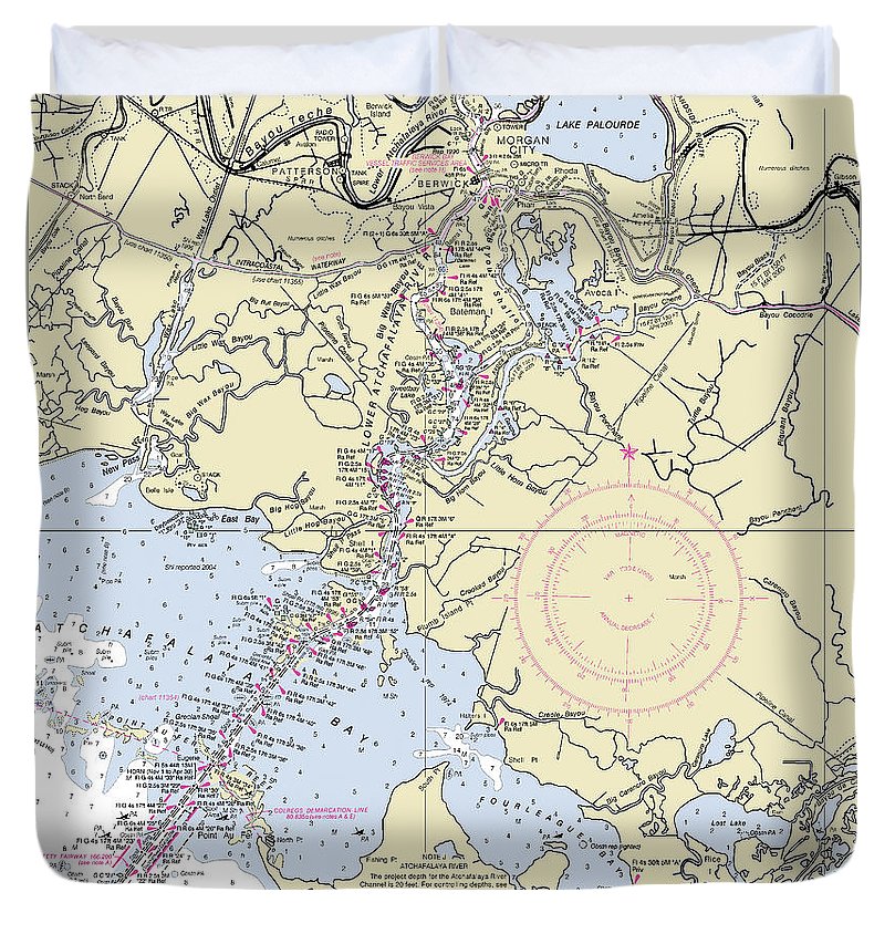 Morgan City Louisiana Nautical Chart Duvet Cover