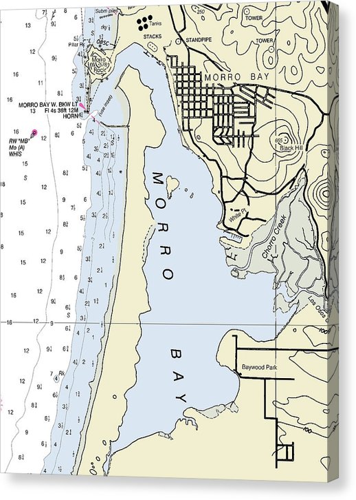 Morrow Bay California Nautical Chart Canvas Print
