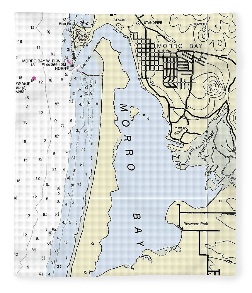 Morrow Bay California Nautical Chart Blanket