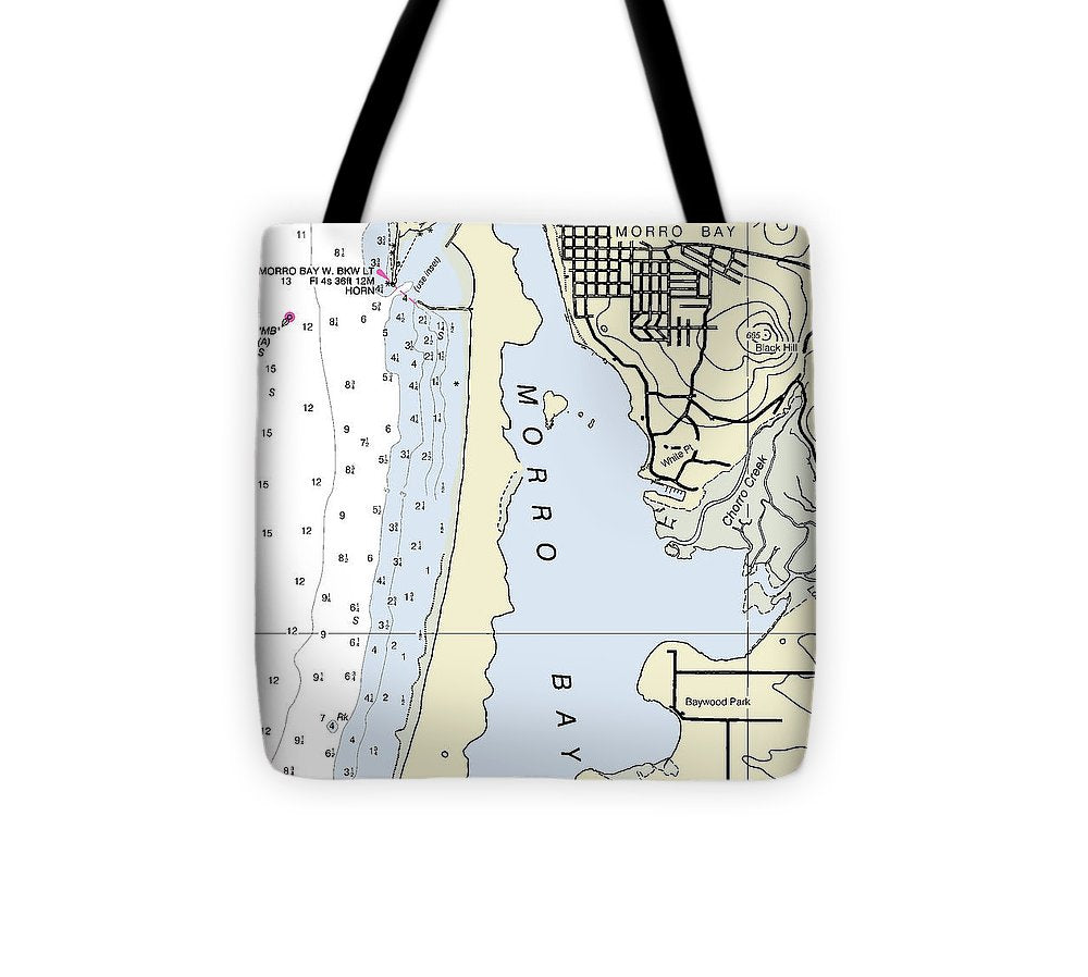 Morrow Bay California Nautical Chart Tote Bag