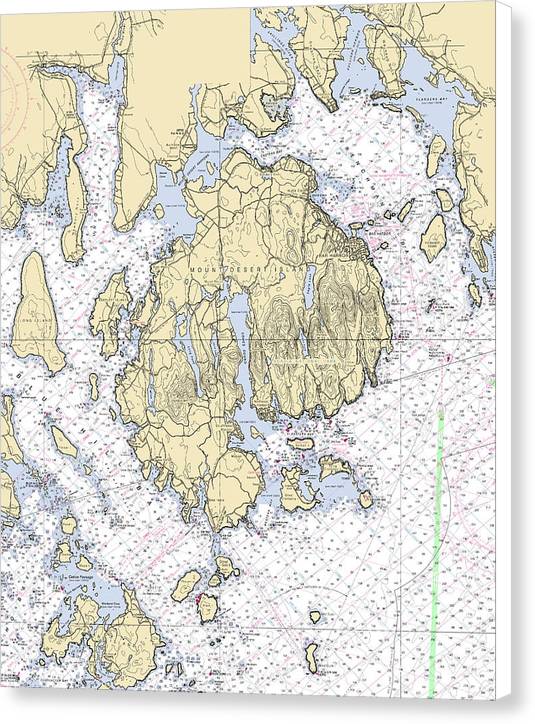 Mt Desert Island -maine Nautical Chart _v6 - Canvas Print