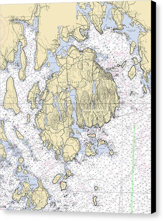 Mt Desert Island -maine Nautical Chart _v6 - Canvas Print