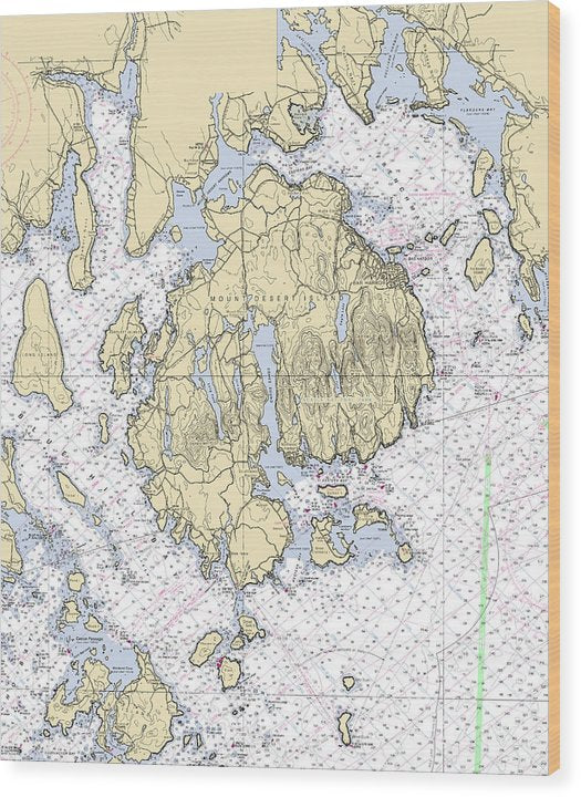 Mt Desert Island -Maine Nautical Chart _V6 Wood Print