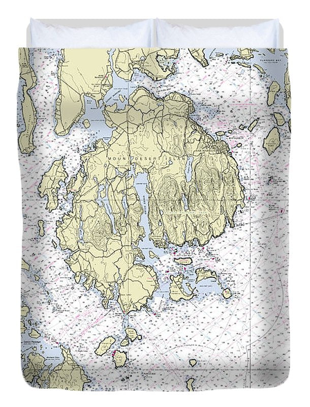 Mt Desert Island Nautical Chart - Duvet Cover
