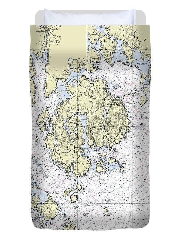 Mt Desert Island Nautical Chart - Duvet Cover