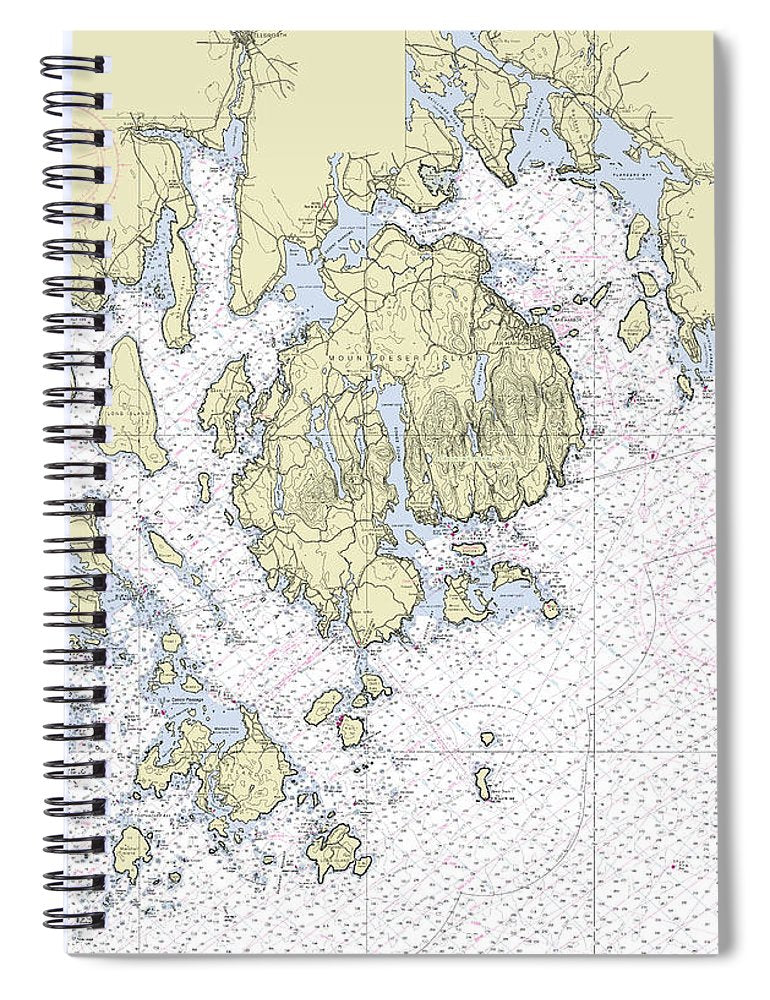 Mt Desert Island Nautical Chart Spiral Notebook