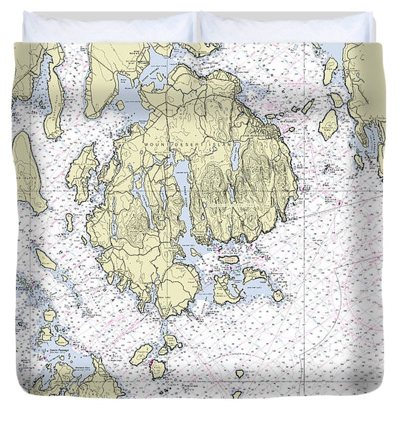 Mt Desert Island Nautical Chart Duvet Cover