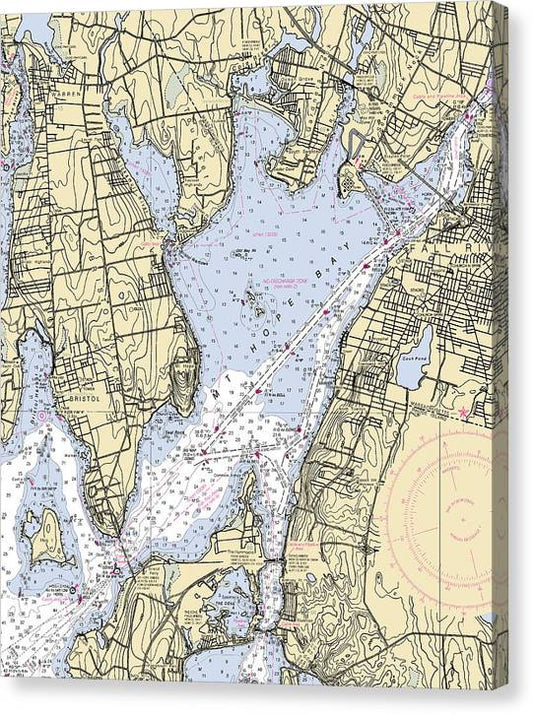 Mt Hope Bay-Rhode Island Nautical Chart Canvas Print