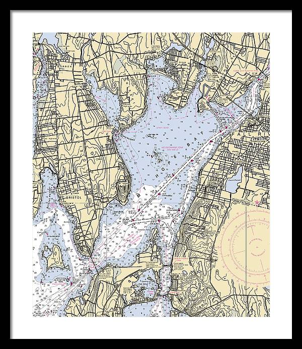 Mt Hope Bay-rhode Island Nautical Chart - Framed Print