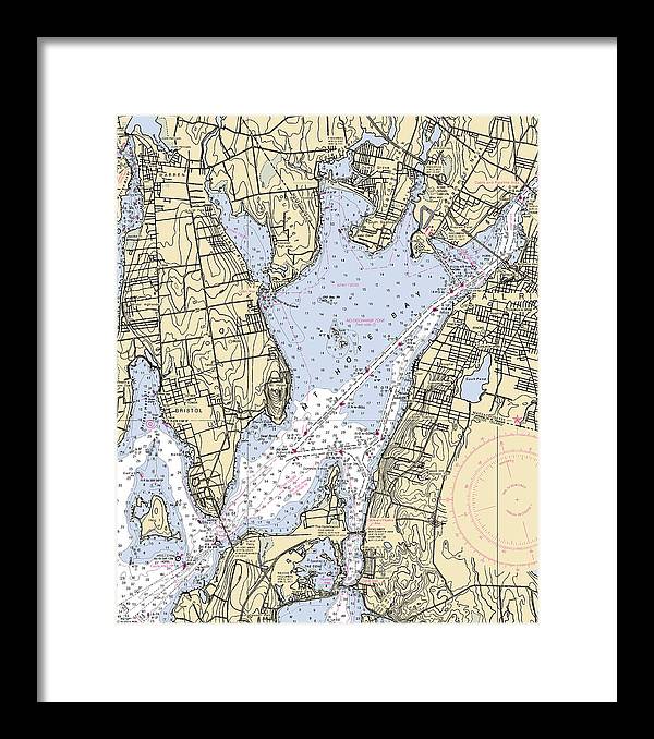 Mt Hope Bay-rhode Island Nautical Chart - Framed Print