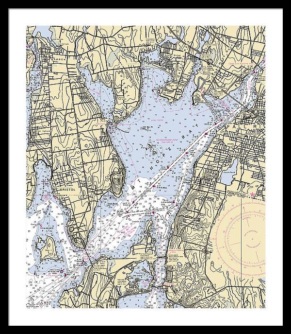 Mt Hope Bay-rhode Island Nautical Chart - Framed Print