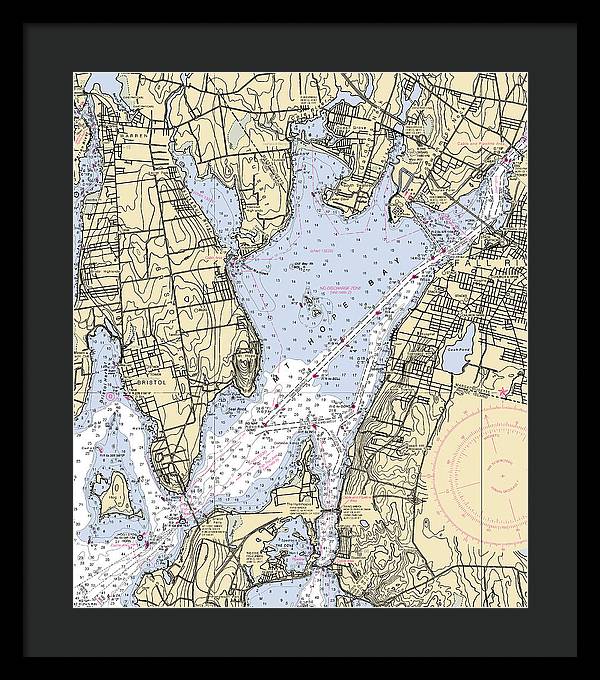 Mt Hope Bay-rhode Island Nautical Chart - Framed Print