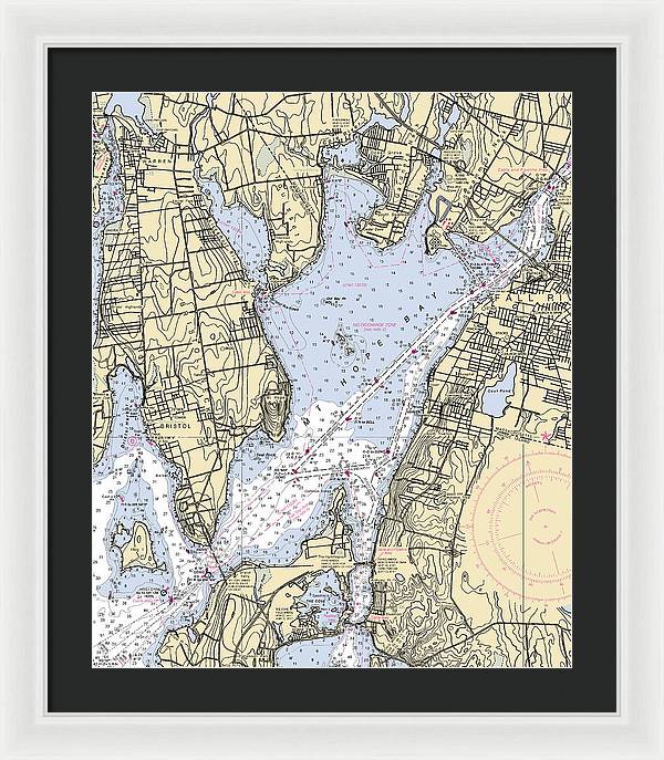 Mt Hope Bay-rhode Island Nautical Chart - Framed Print