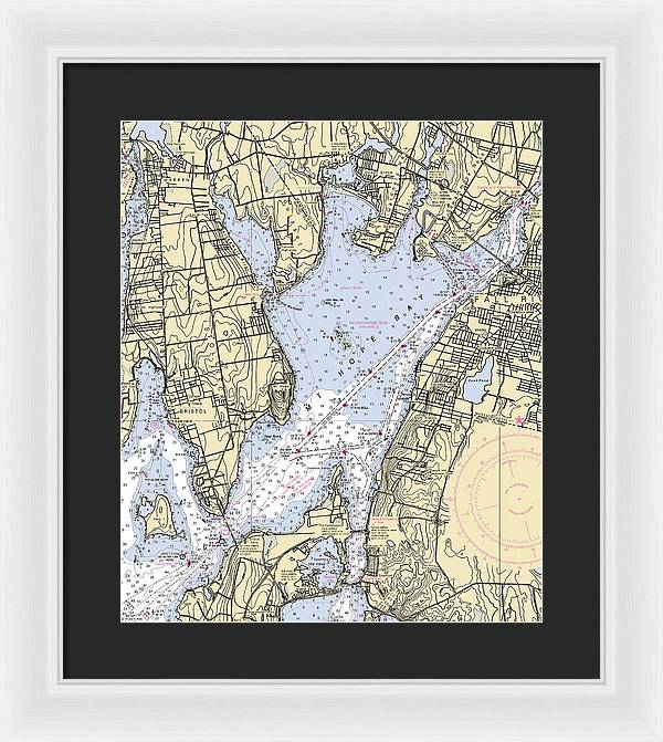 Mt Hope Bay-rhode Island Nautical Chart - Framed Print