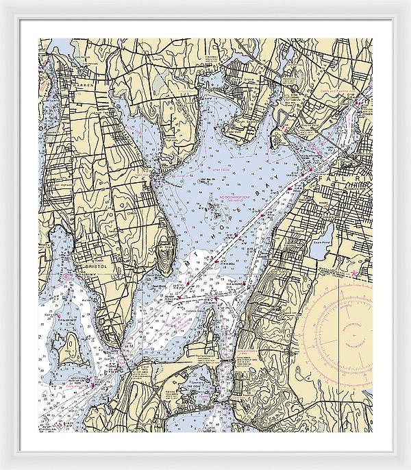 Mt Hope Bay-rhode Island Nautical Chart - Framed Print