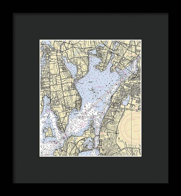 Mt Hope Bay-rhode Island Nautical Chart - Framed Print