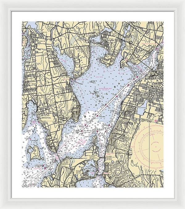 Mt Hope Bay-rhode Island Nautical Chart - Framed Print