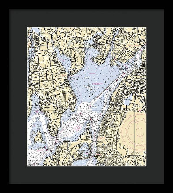 Mt Hope Bay-rhode Island Nautical Chart - Framed Print