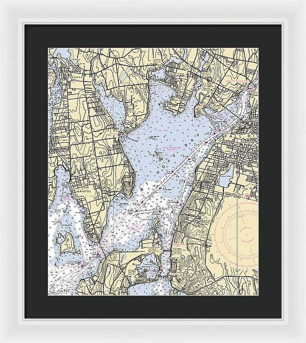 Mt Hope Bay-rhode Island Nautical Chart - Framed Print