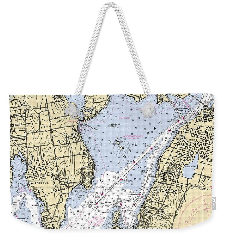 Mt Hope Bay-rhode Island Nautical Chart - Weekender Tote Bag